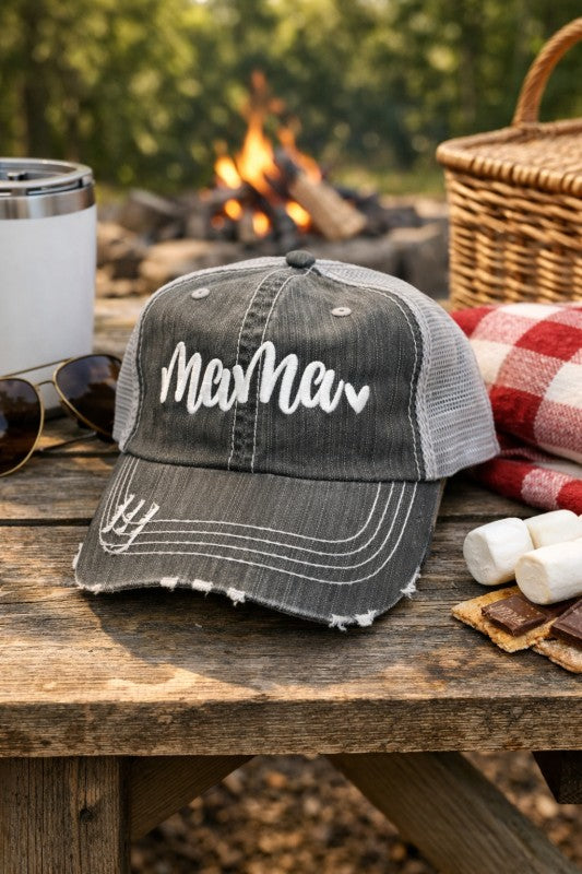Mama with Heart Embroidered Trucker Hat